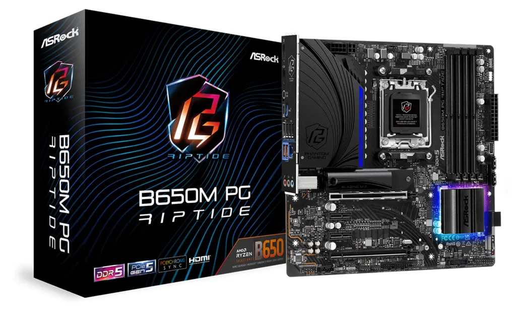 Asrock B650M PG Riptide Carte mère AM5 avec PCIe 5.0 et DDR5