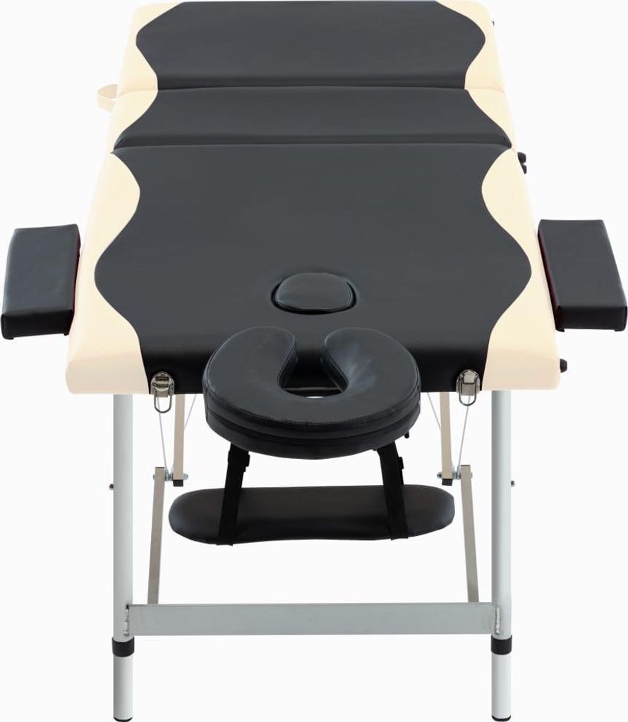 vidaXL Massageliege Klappbar 3-Zonen Aluminiumgestell Schwarz Beige
