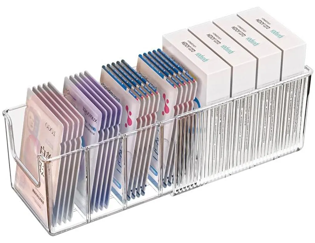 Organiseur masques faciaux acrylique avec séparateurs amovibles - 25cm