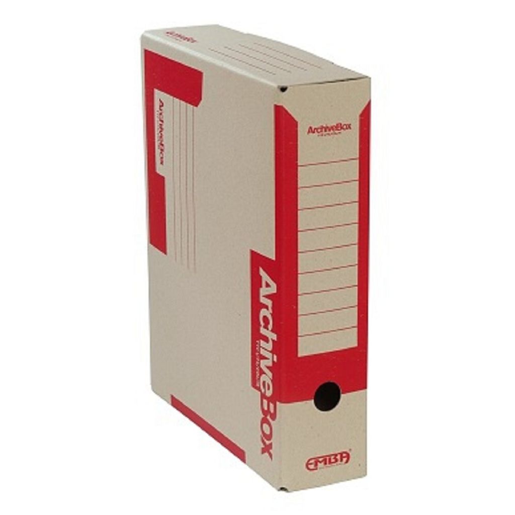 Archivierungsbox aus Glattkarton rot 330x260x75 mm mit 3 Beschriftungsmöglichkeiten