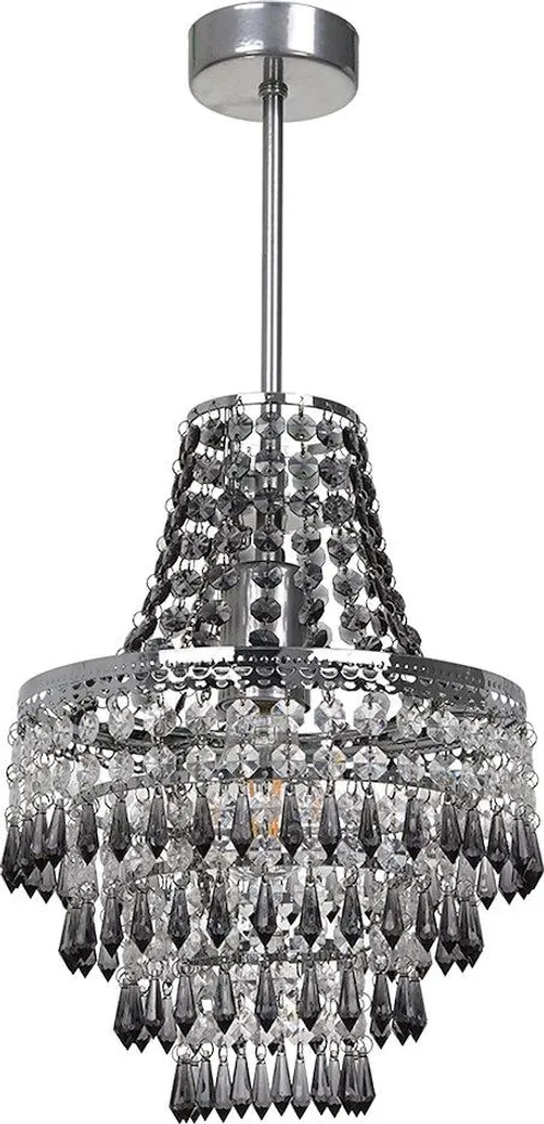 Lustre Glamour en Cristal Noir et Argent CORAL Milagro Plafonnier 1xE27