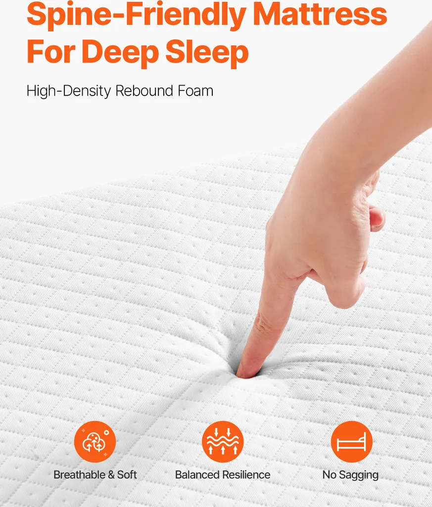Lit pliant robuste 204kg avec matelas mémoire de forme haute densité - 4