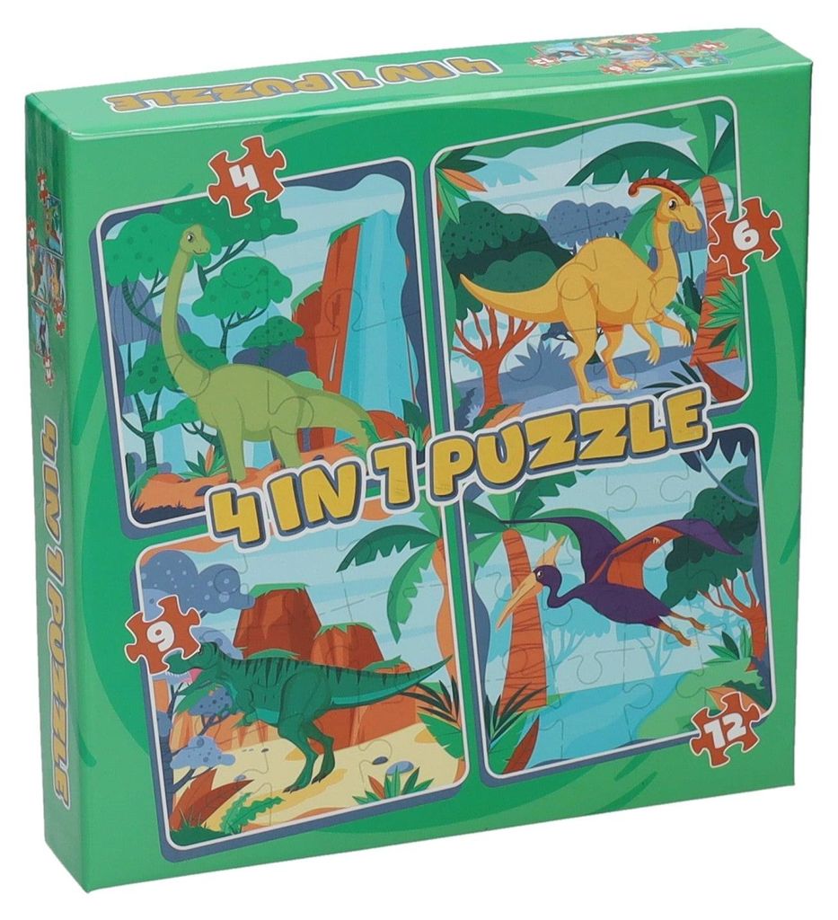 Wins Holland Puzzle 4in1 - Dino, 12 Teile.