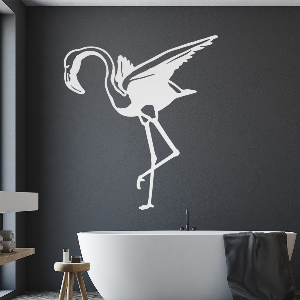 KIWISTAR Flamingo - Rosa Pink Vogel Feder Wandtattoo in 6 Größen - Wandaufkleber Wall Sticker - Dekoration, Küche, Wohnzimmer, Schlafzimmer, Bad...