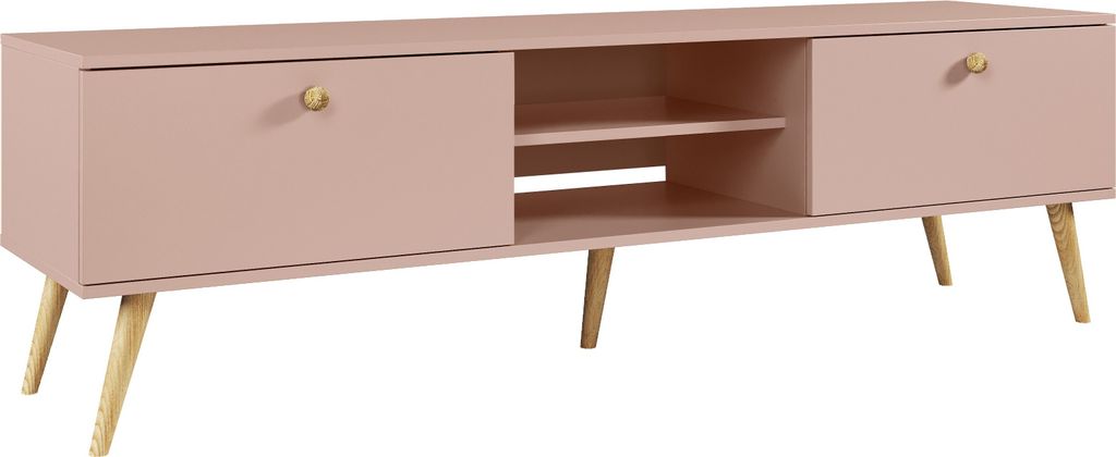 BETTSO RTV-Schrank TV-Tisch Fernsehtisch TV Lowboard Tisch Schnurgriffe Boho für das Wohnzimmer IKON 170 cm Rosa