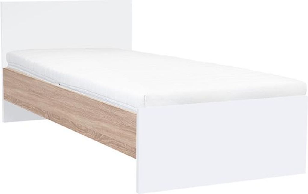 Leziter Miami Einzelbett 90x200 cm weiß-sonoma Eiche