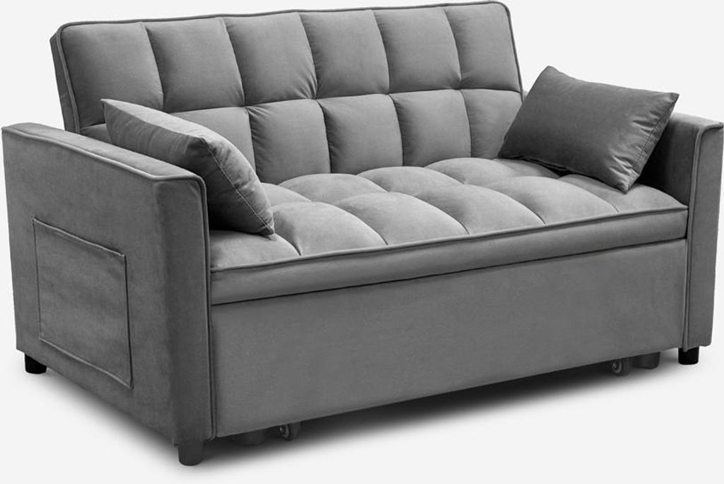 Canapé-lit 2 places avec assise coulissante gris Kilios Image du produit 