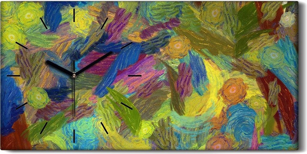 Küchenuhr Bürouhr Leinwand Uhr Geräuschlos 60x30 farbenfrohe Abstraktion - schwarze Hände