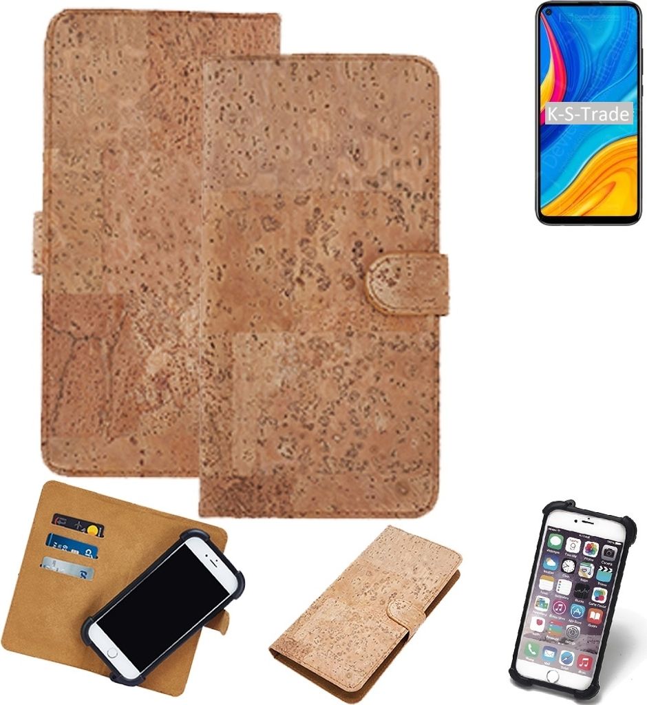 K-S-Trade Hülle kompatibel mit Huawei Enjoy 10 Kork Handyhülle Cover Schutzhülle TPU Case Bumper in Hellbraun, (1x)