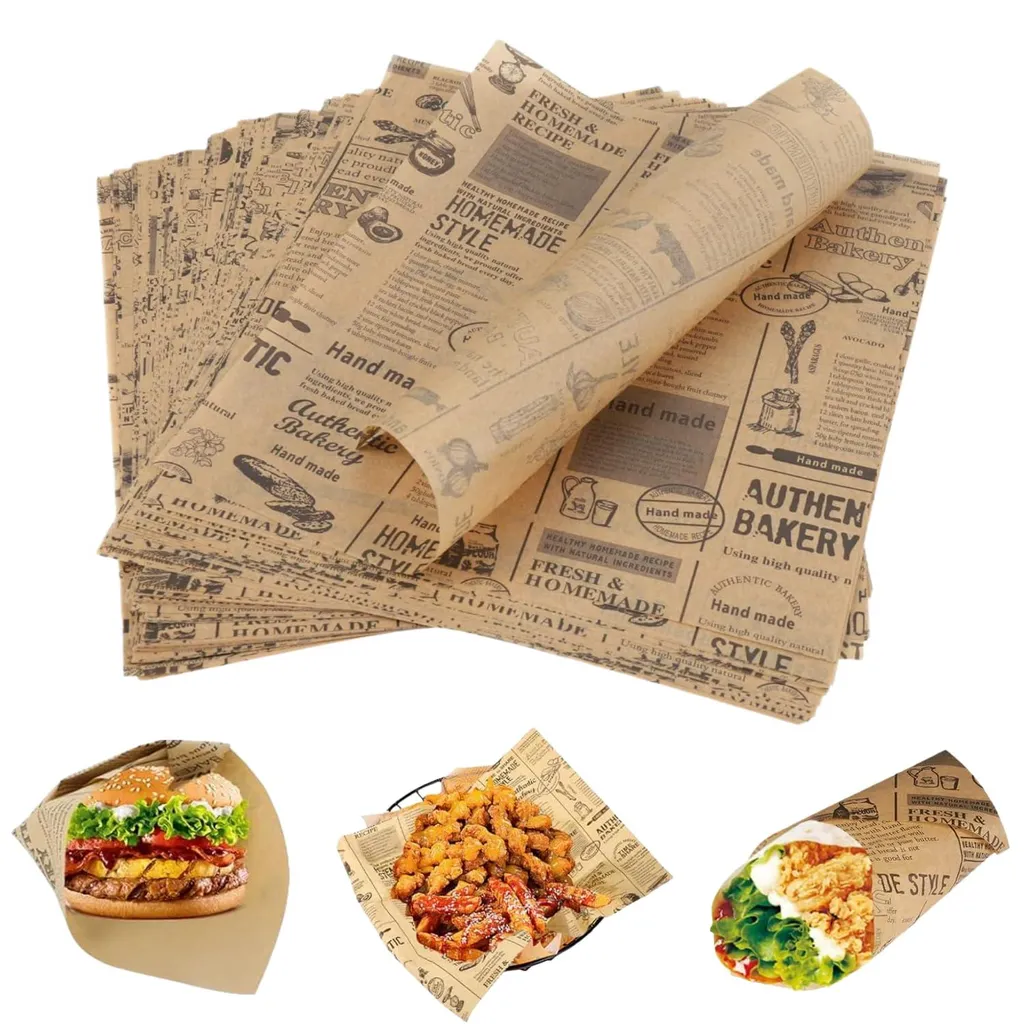 Papier sulfurisé aspect journal 25x25 cm - 100 feuilles pour sandwichs