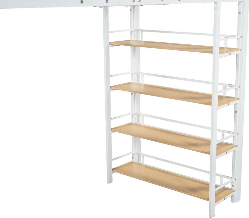 Lit superposé gain de place 90x200cm Blanc avec rangement - Merax - 11