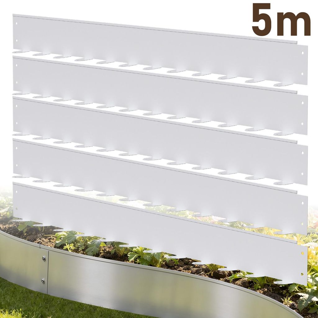 Vigevee Flexible Rasenkante 100x5 cm, 5m Set (5 Stück) - Mähkante & Beetumrandung aus Stahl, inkl. Befestigungsheringe für Pflastersteine & Gart...