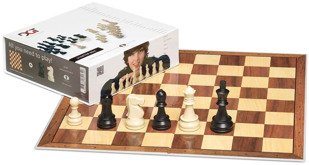 DGT Echecs Starter Box Gris 1 pièce - Kit Complet Jeu d'Échecs Design