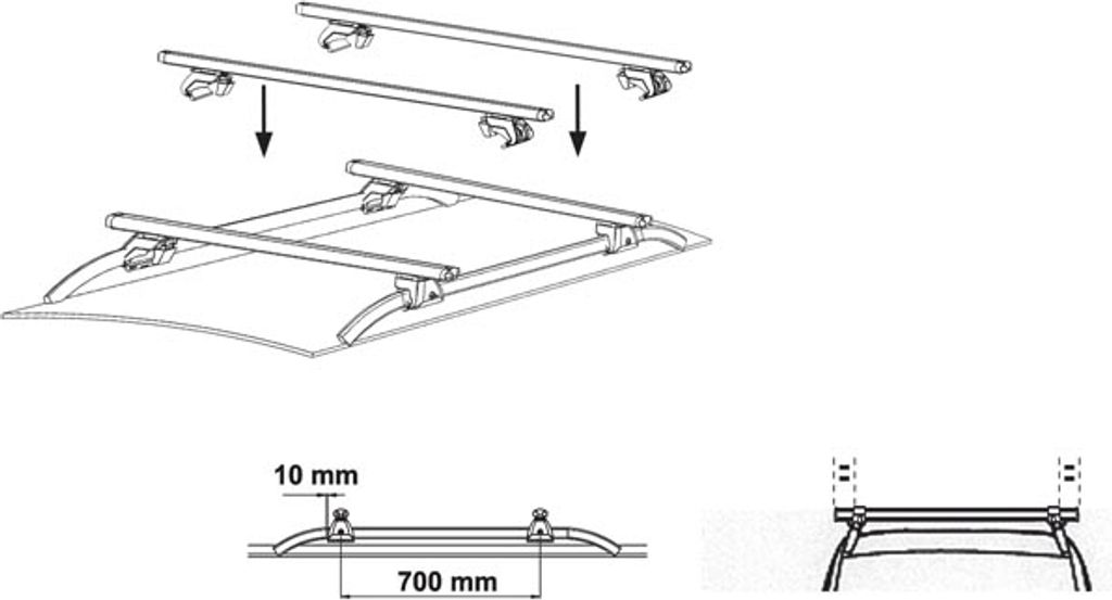 Dachträger Relingträger Trek kompatibel mit für Renault Clio III (Sportour 5 Türer) ab 06/2005 Alu