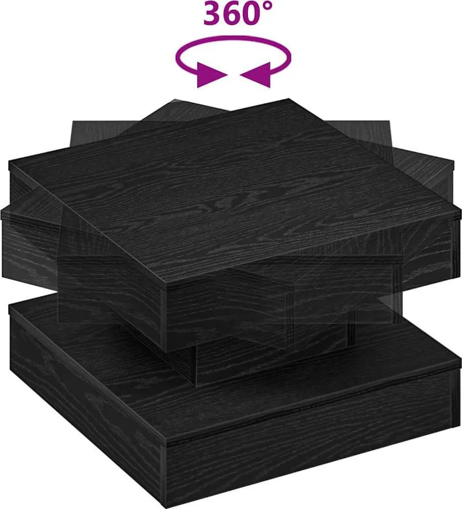 Table basse 360 degrés design pivotant avec plateaux superposés noirs