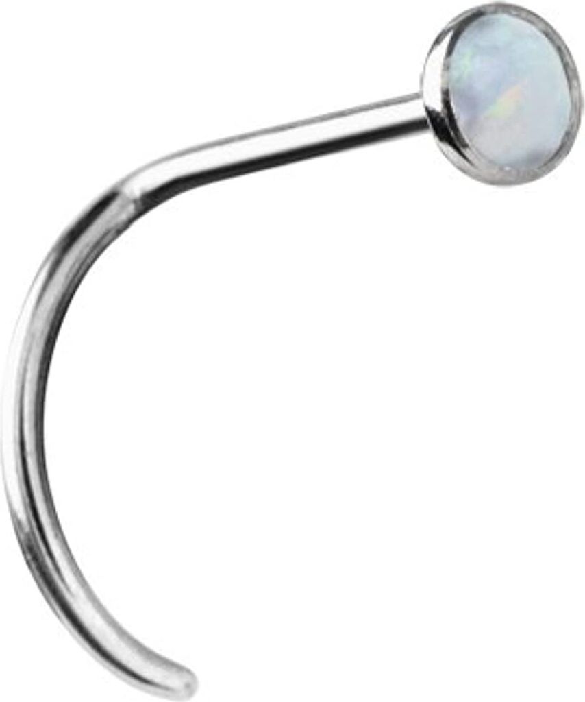 Karisma Titan G23 Nasenpiercing Stärke 0,8mm mit Opal Stein Weiss 2,35mm