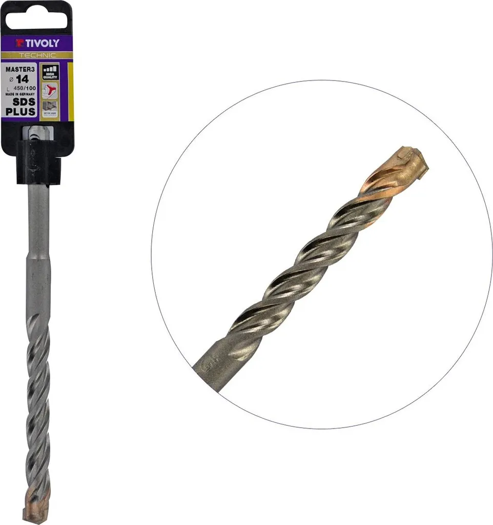 Foret 14mm Anti-Blocage Béton Armé TIVOLY MASTER 3 SDS PLUS 450mm