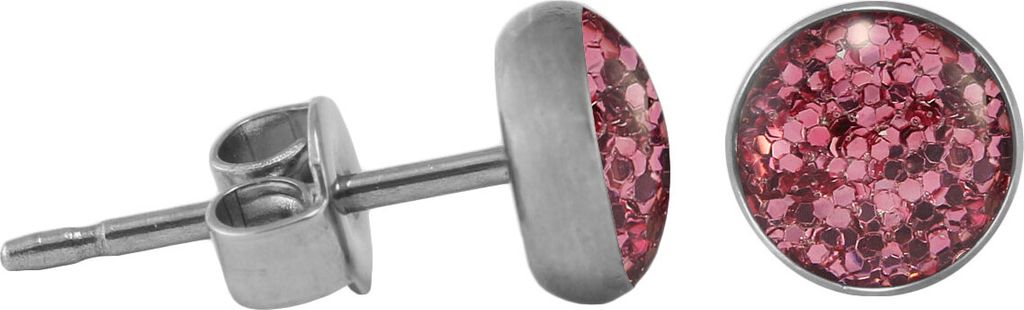 Chirurgenstahl Ohrstecker Glitterline Farbe - Pink Größe - 5 mm