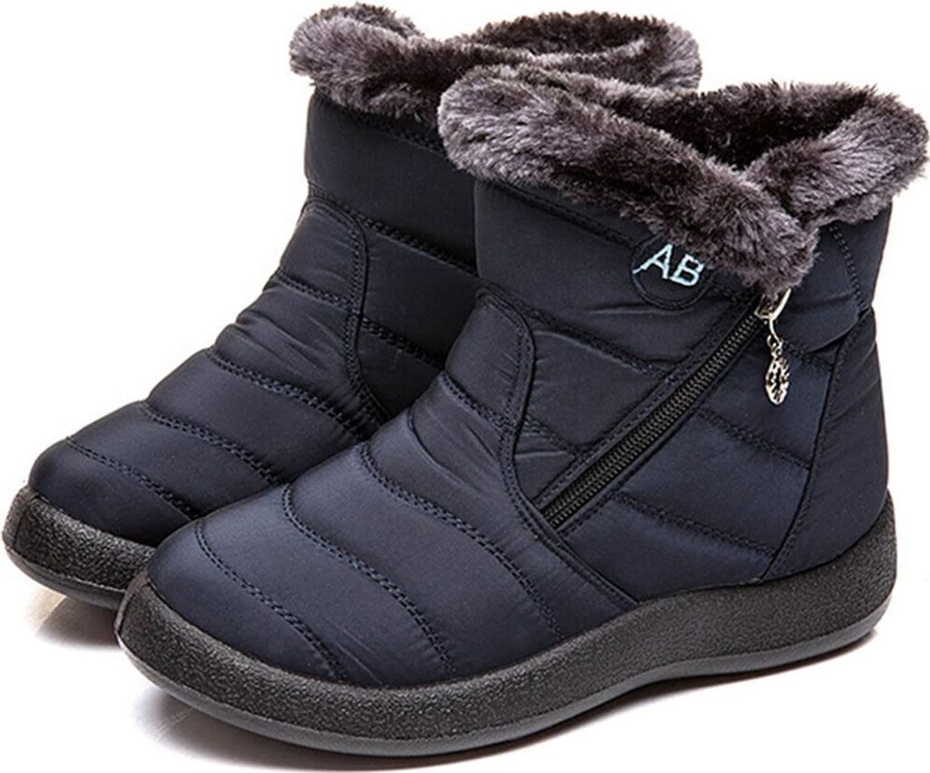 ASKSA Damen Winterstiefel Wasserdicht Warm gefuetterte Schneestiefel Winterschuhe Winter Kurzschaft Stiefel Boots Schuhe, Blau, Groesse: 35