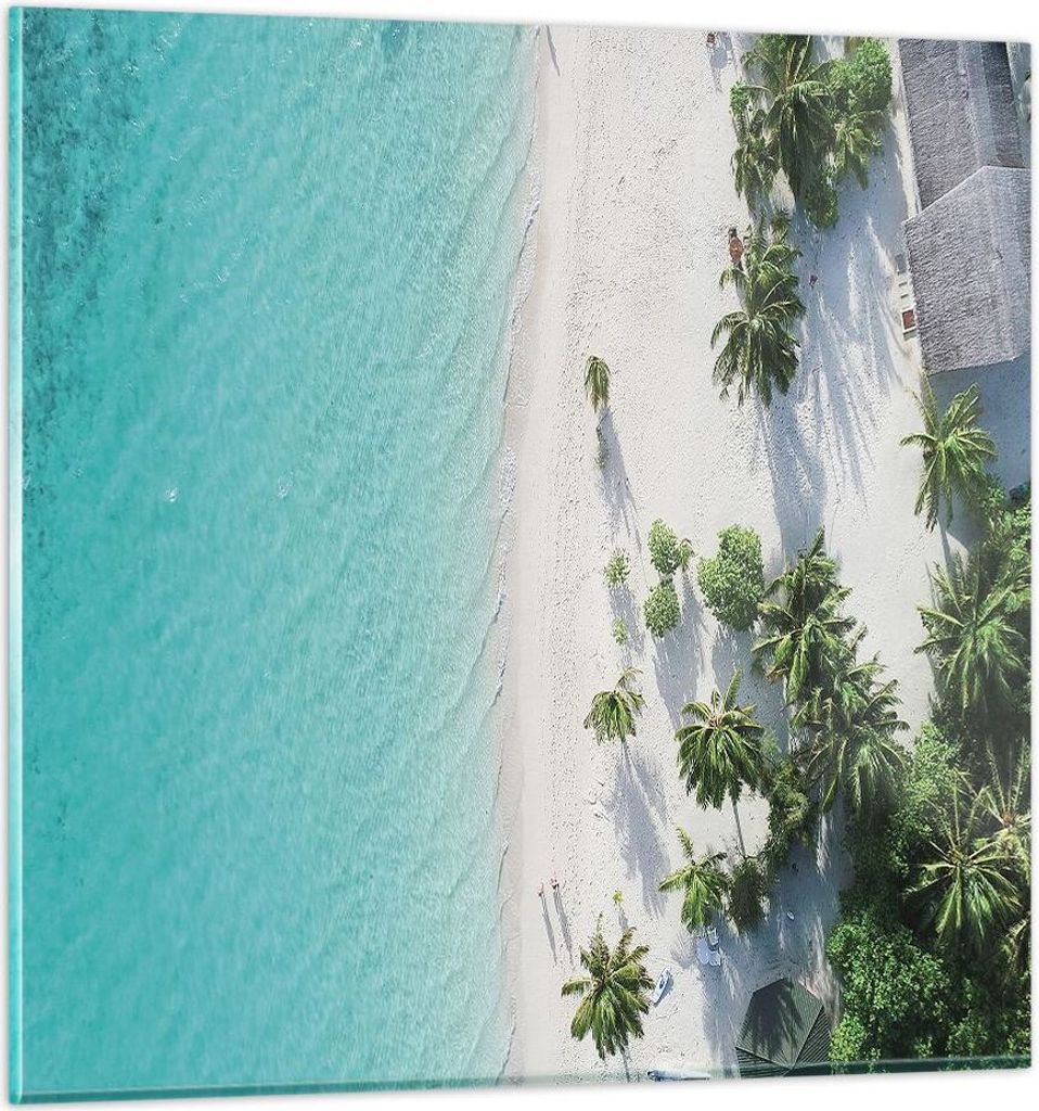 Bilder auf glas - Einteilig - Luftaufnahmen himmlisch Strand - 30x30cm - Glasbilder - Wandbilder - Bilder - Wanddekoration aus Glas - Glas Bilder -...
