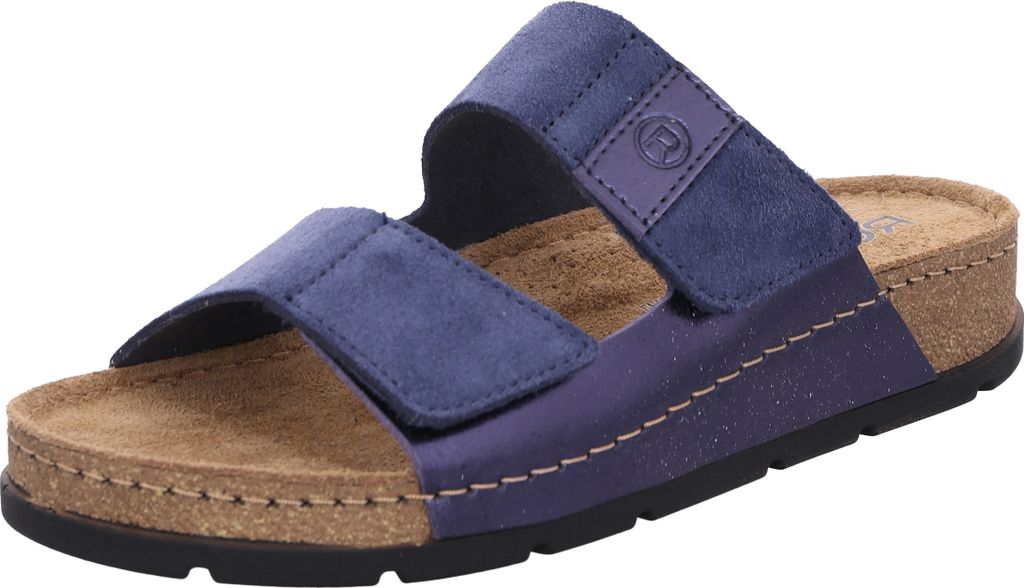 Rohde Damen Pantolette aus Leder mit weichem Memoryfußbett D.Soave 5413, Größe:40 EU, Farbe:Blau