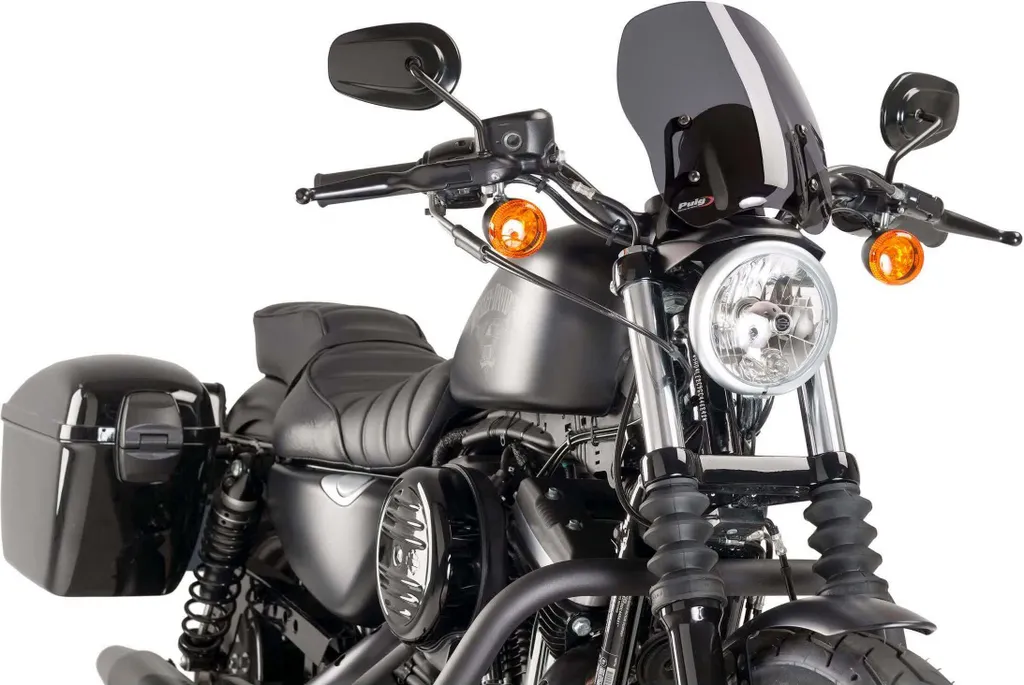 Pare-brise Naked Touring Puig fumé foncé pour moto Harley Davidson ABE