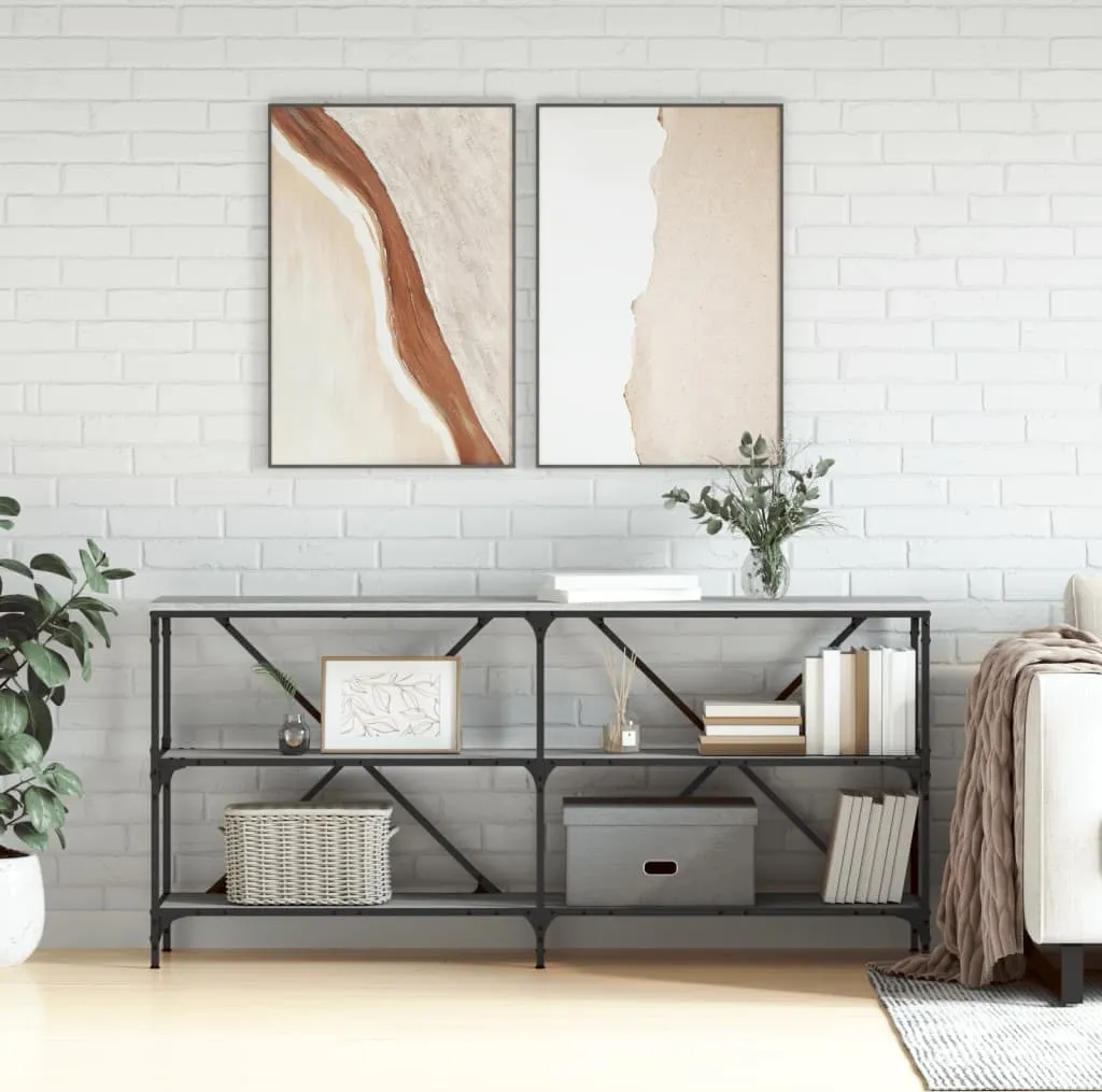 Consolle Lunga 160cm Grigio Sonoma | Mobile Ingresso Industrial Ferro