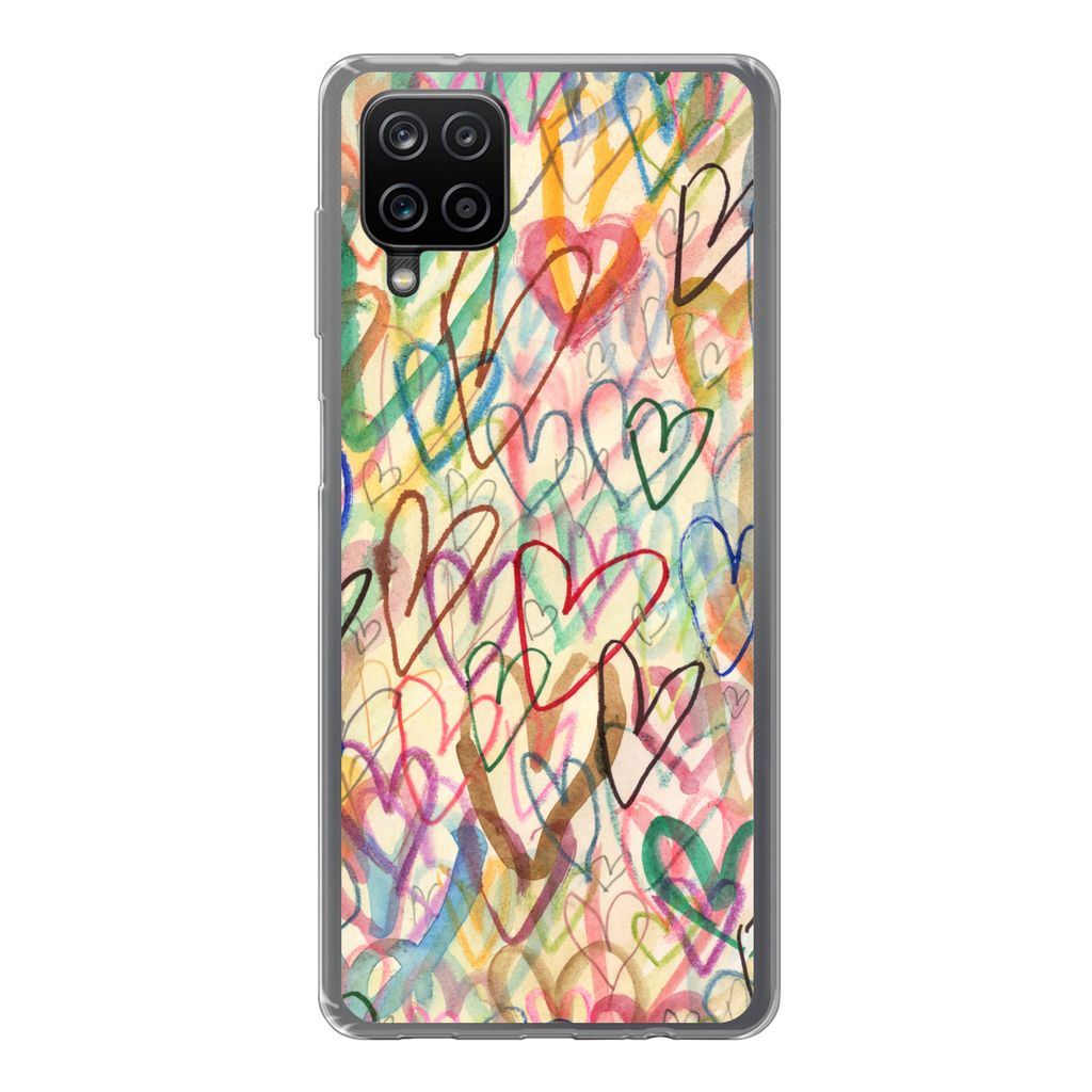 MuchoWow Handyhülle Schutzhülle Hülle für Samsung Galaxy A12 Eine Illustration mit Herzen im Hintergrund Silikon Softcase Handy Hülle - Bild