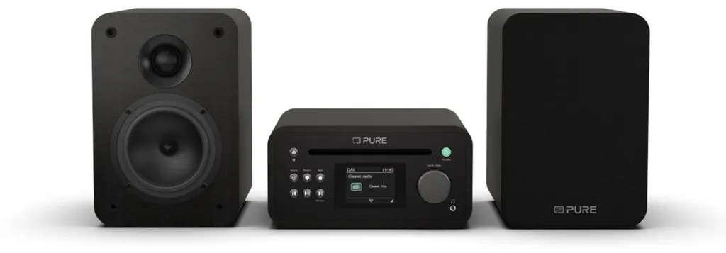 PURE Classic Stereo Mini chaîne stéréo noire élégante Bluetooth et DAB+