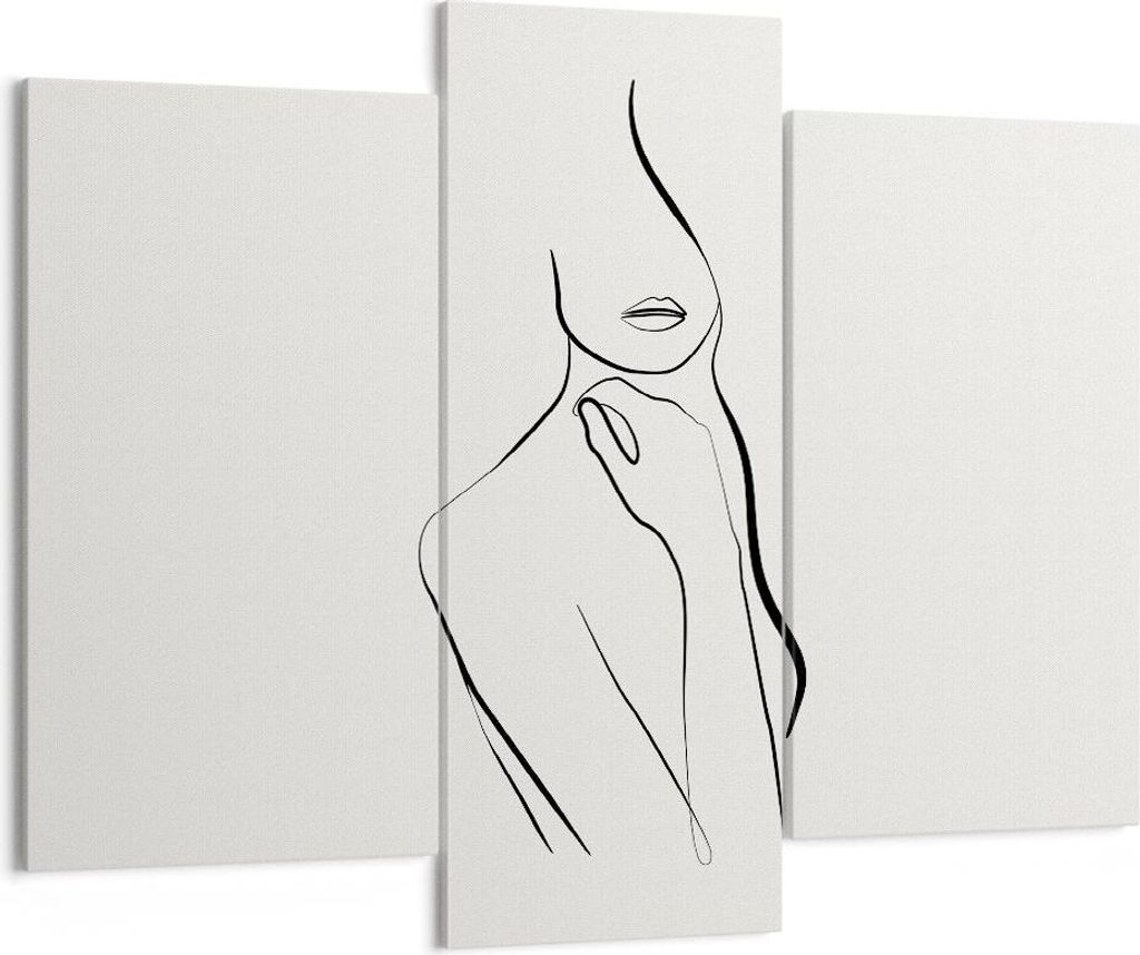 Bild auf Leinwand - Leinwandbild - 3 Teile - Frau Skizze Zeichnung - 130x100cm - Wand Bild - Wanddeko - Wandbilder - Leinwanddruck - Bilder - Wandd...