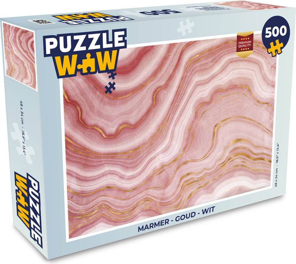 MuchoWow Puzzle 500 Teile Marmor - Gold - Weiß - 500 Teile - Kinder - Selberbauen - Puzzlespiele