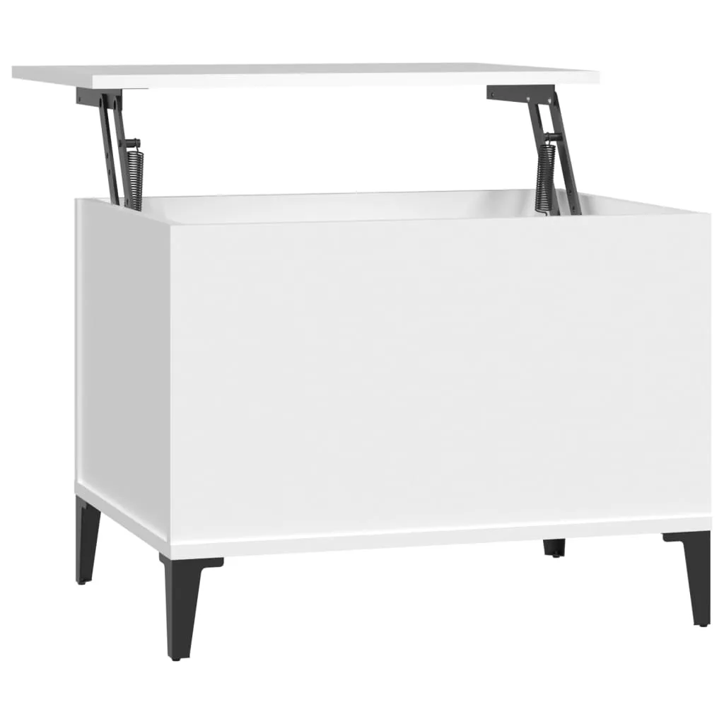 Tavolino Sollevabile Bianco 60 cm - Tavolo da Lavoro e Caffè in Legno