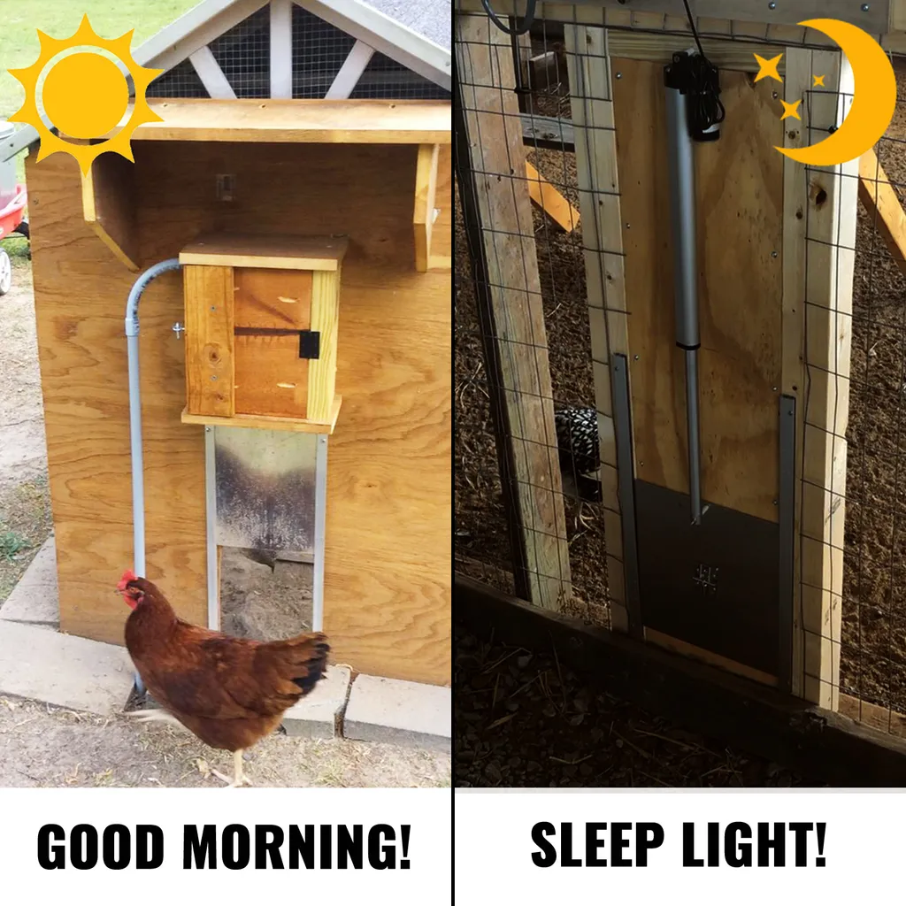VEVOR Porta scorrevole per polli Apertura stalla, 32 x 30 cm Porta automatica per polli Sensore di luce, 220 V 66 W Porta automatica per polli, con 2 telecomandi, induzione a infrarossi Porta automatica per polli - 4
