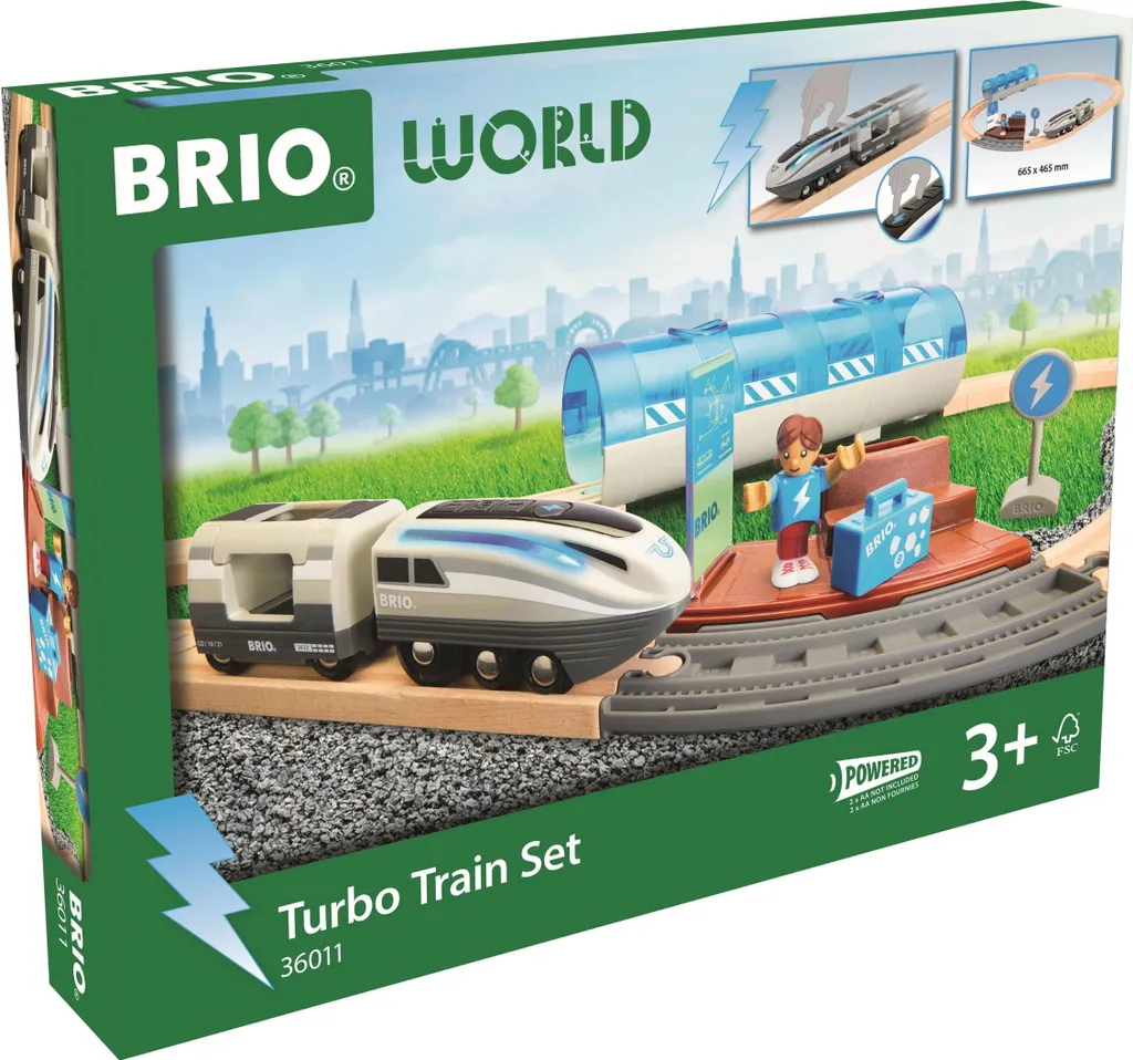 Circuit de train électrique BRIO 36011 avec locomotive Turbo à piles