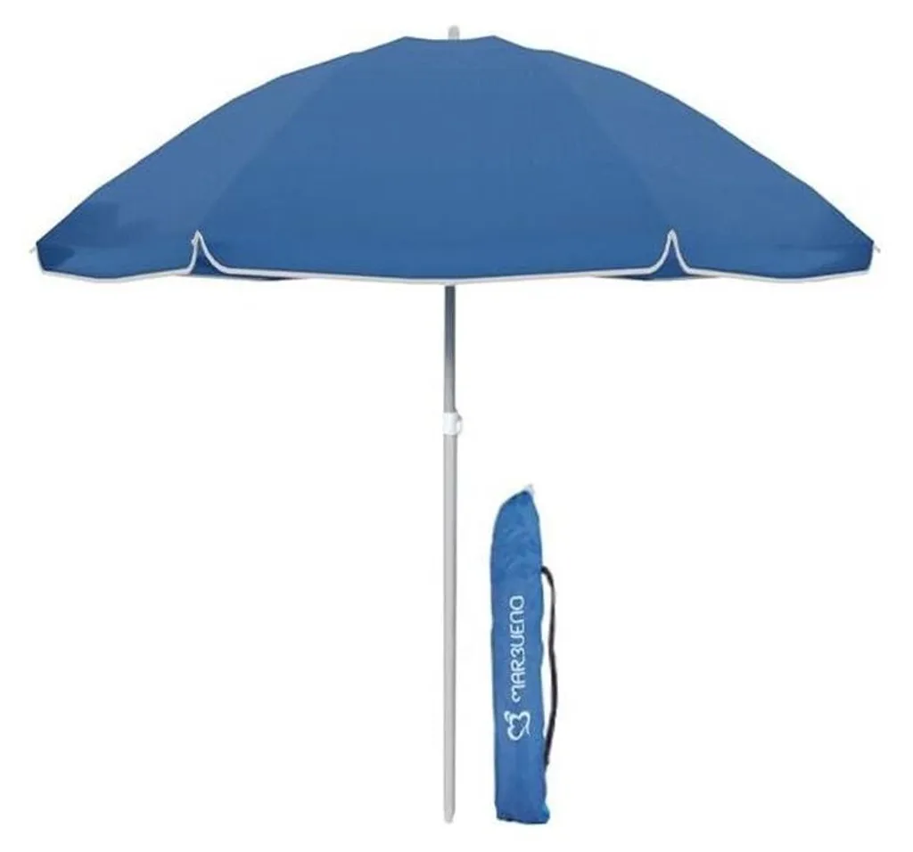 Parasol Marbueno bleu robuste en aluminium avec toile anti-UV 300cm