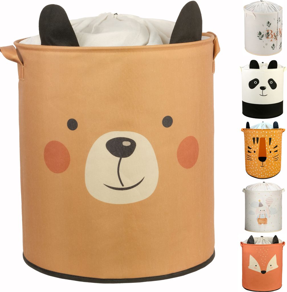 Wäschekorb Faltbarer zylindrischer Aufbewahrungskorb aus Poplin, Spielzeug, Decken Kleidung, Organizer für Kinderzimmer Babyzimmer und Zuhause B...
