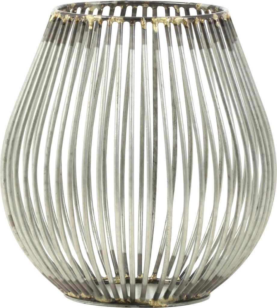 Windlicht - Silbergrau - Metall - 11 x 11 cm - antikes Design