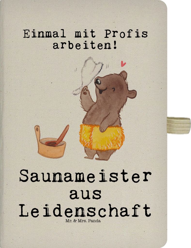 Mr. & Mrs. Panda Tagebuch Saunameister Leidenschaft - Transparent - Geschenk, A5 Notizbuch Kariert, Schreibbuch, Adressbuch, Reisetagebuch