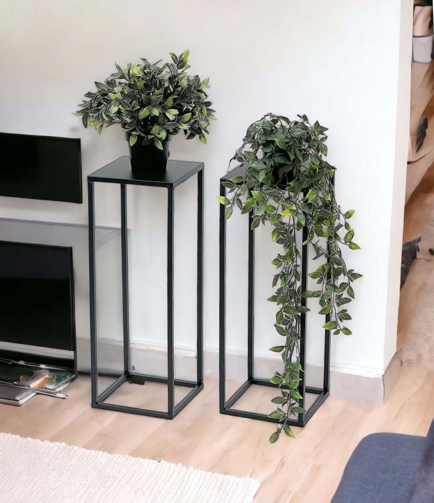 2x DanDiBo Blumenhocker Metall Schwarz 50 cm Blumenstnder