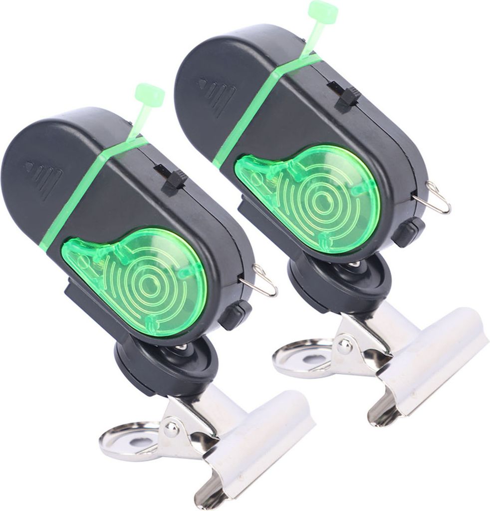 2 Stück Angelbissanzeiger mit Clip Nacht Angelruten-Alarmlicht Elektronischer Bissanzeiger Schlagsensor LED-Lampe Meeresangelzubehör