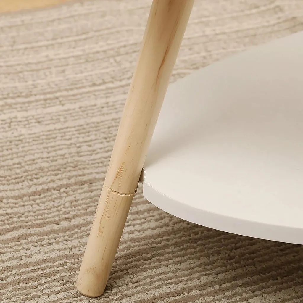 Table basse triangulaire blanche en bois avec rangement style moderne
