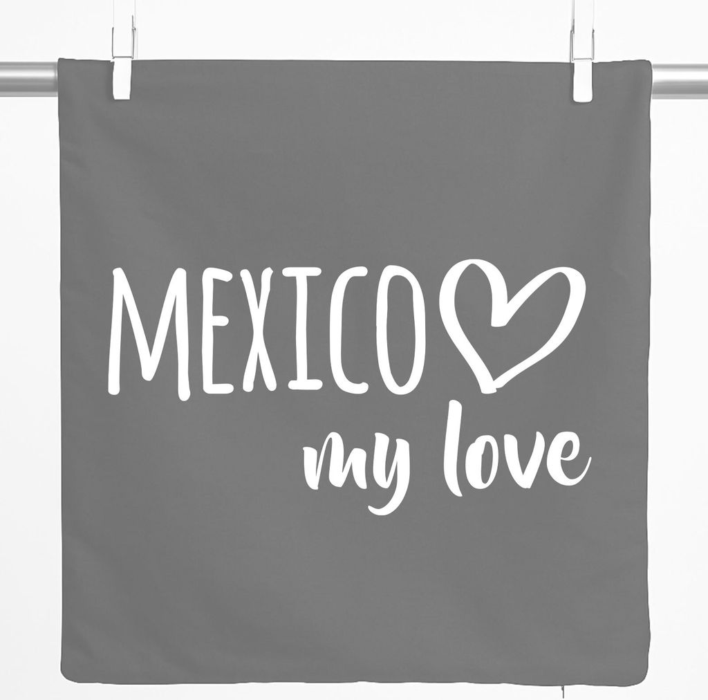 Huuraa Kissenbezug Mexico my love 40x40cm Steel Grey Baumwolle Dekokissenbezug Geschenkidee