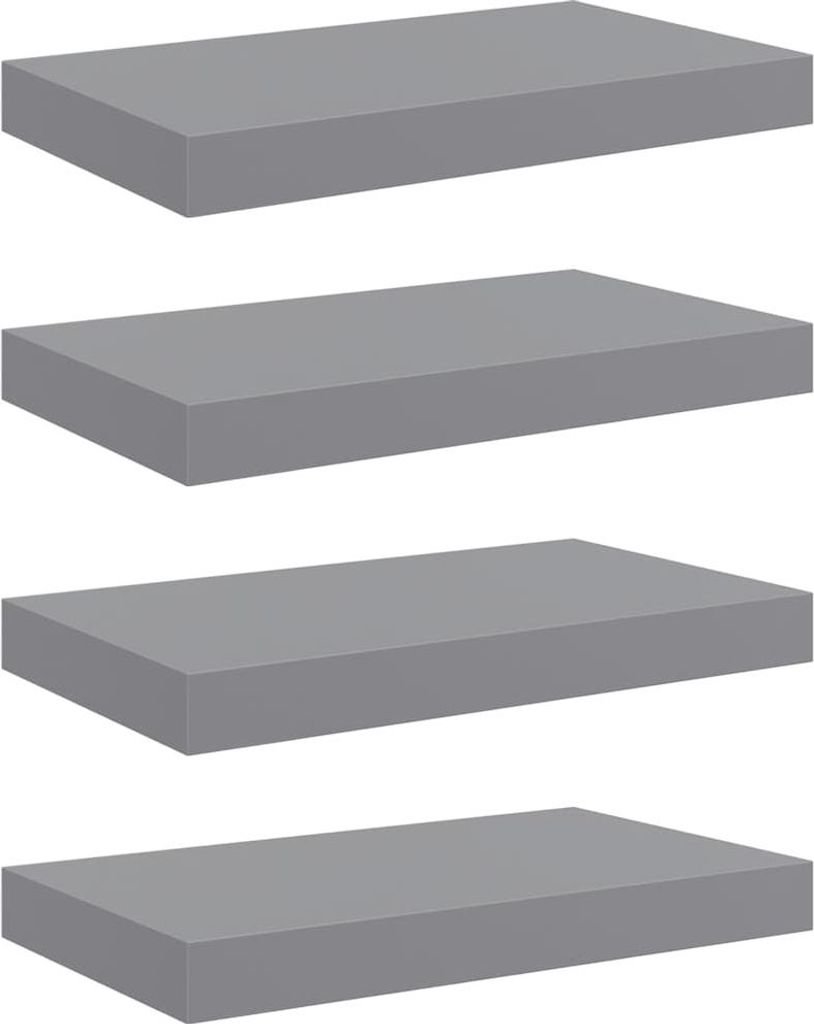 vidaXL Schwebende Wandregale 4 Stk. Grau 40x23x3,8cm MDF
