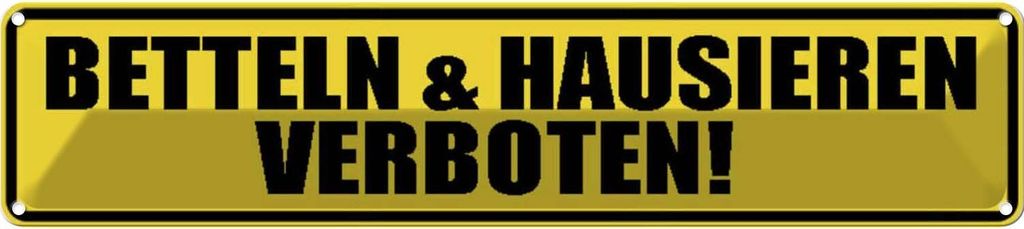 vianmo Blechschild 10x46 cm betteln & hausisern verboten Warnschild Hinweisschild Sicherheit Vorsicht