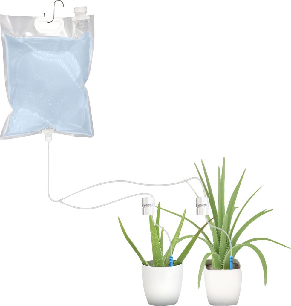 2L Automatischer Pflanzenbewaesserer Topfblumen Selbstbewaesserungsgeraete Doppelte langsame Bewaesserungspfahl Tropfbewaesserungs-Kit-System fuer ...