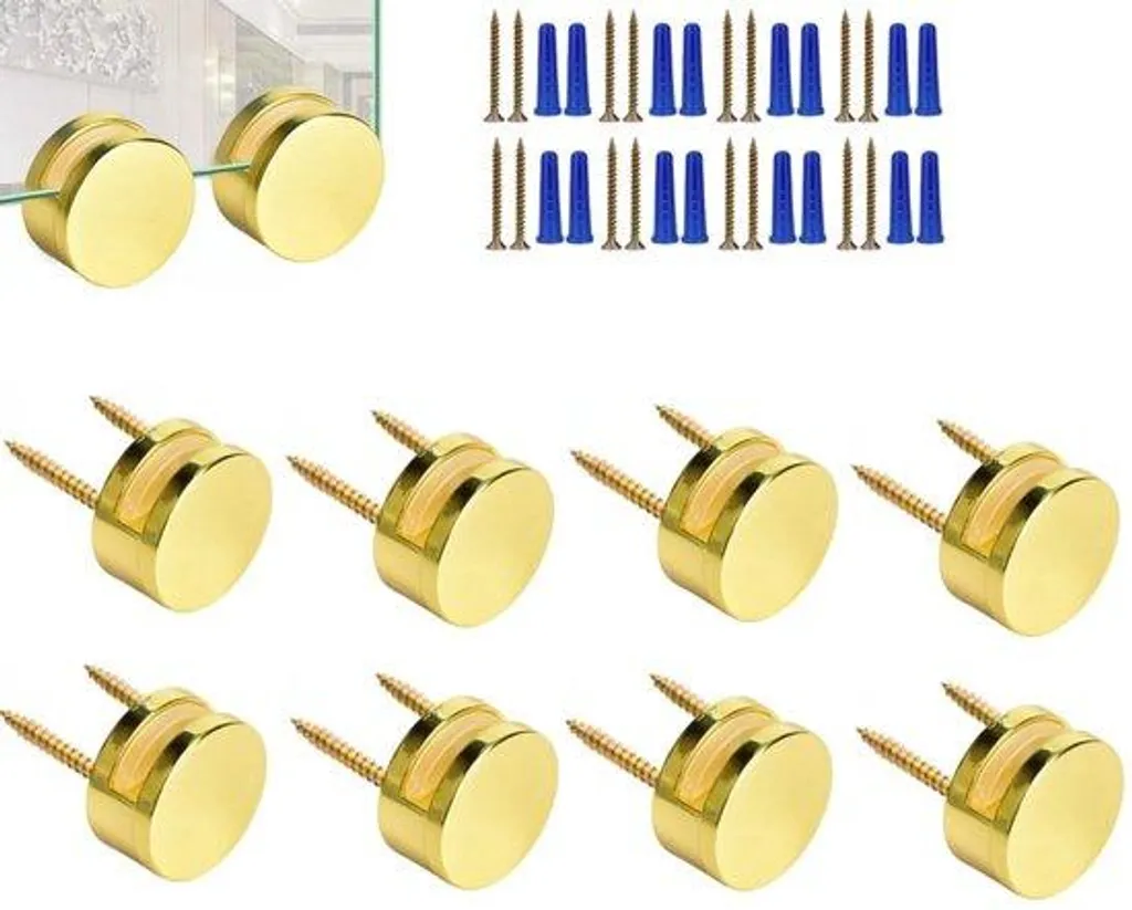 Supports de miroir dorés lot de 8 clips robustes pour fixation murale