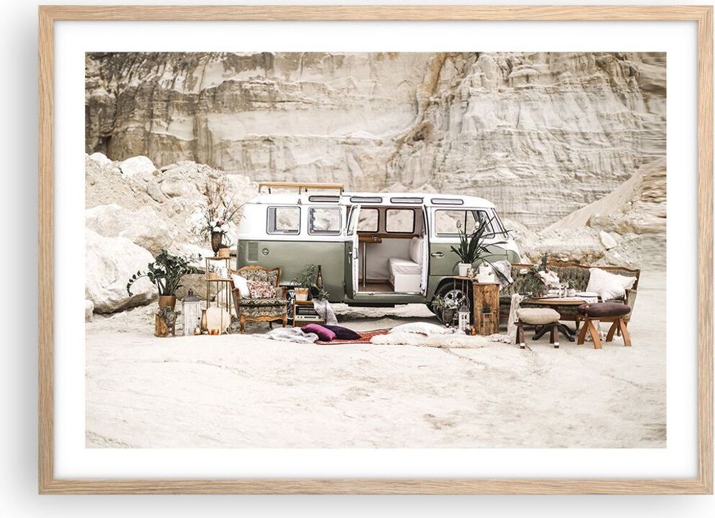 Gerahmtes Poster - Rahmen in heller Eiche - Wohnmobil Boho Möbel - 70x50 cm - Wand Bild - Wanddeko - Wandbilder - Kunstposter - Wandposter - Bilde...