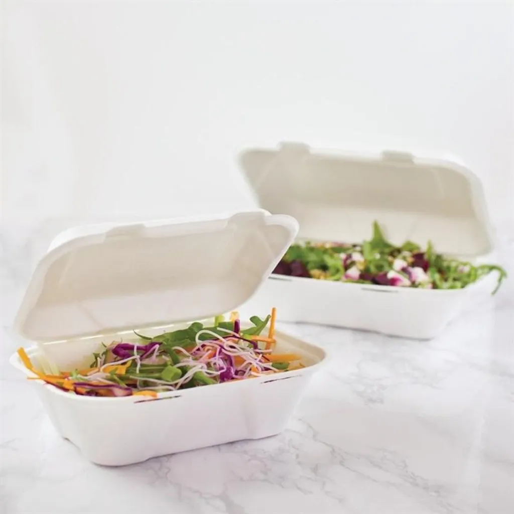 Vegware Boîtes Repas Compostables en Bagasse 22,8 cm avec Couvercle