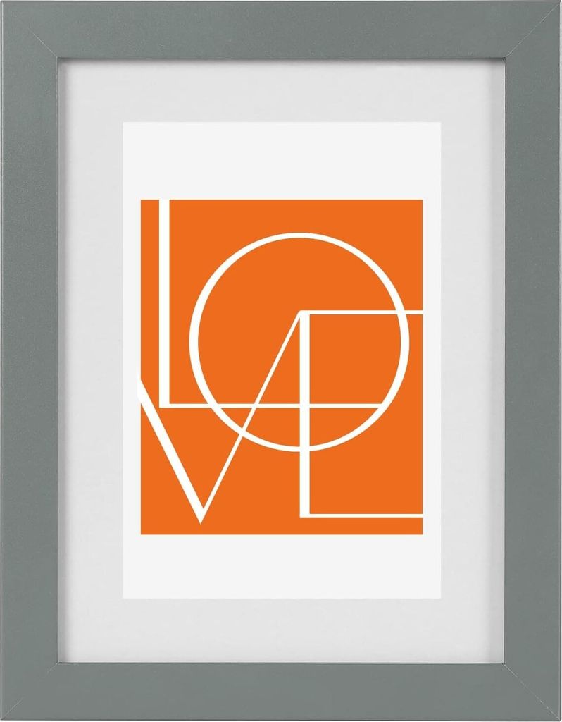 WOLTU Bilderrahmen Fotorahmen Holzrahmen, Fotogalerie mit Papier-Passepartout, aus MDF Platte, grau,13x18 cm