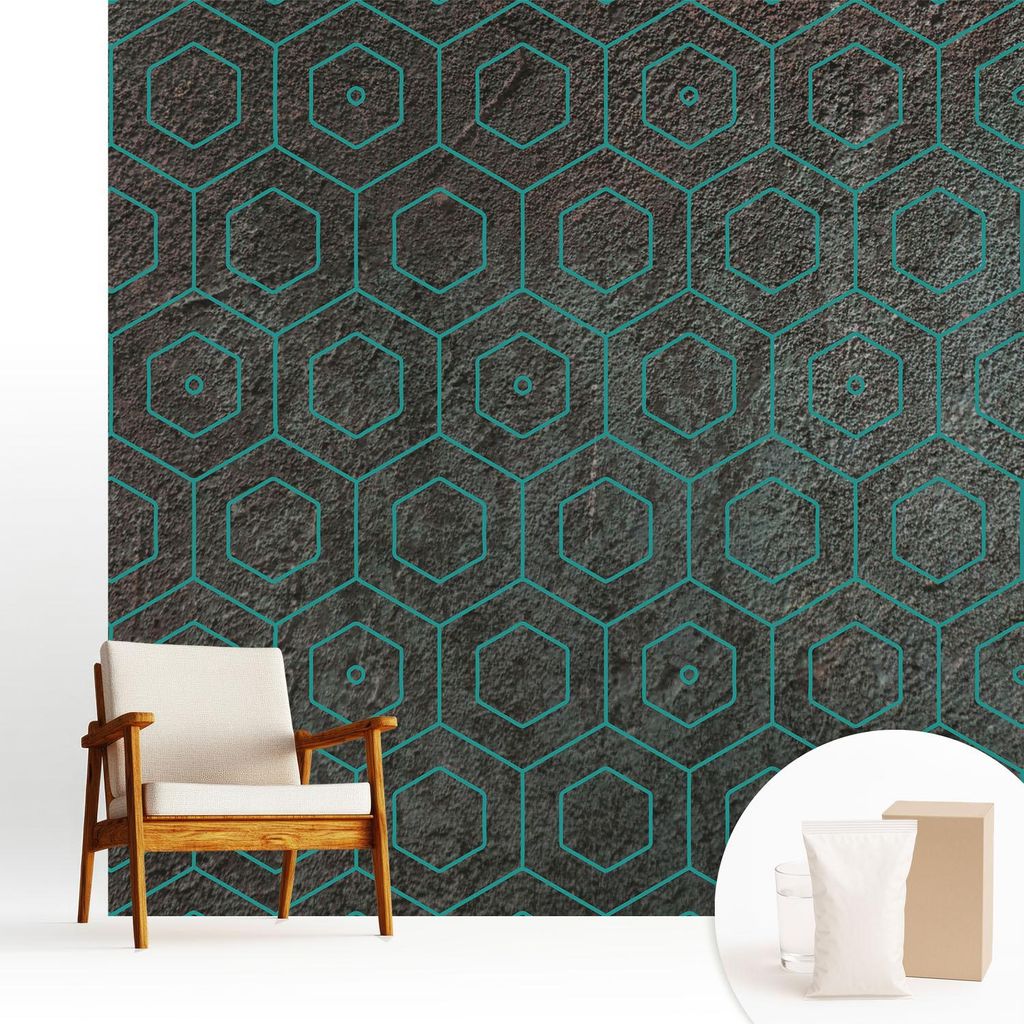 Fototapete - 250x250 cm - Tapete - Wandtapete - Wandbilder - Dekofolie - Tapete Folie - Wand - Dekoration - Wohnzimmer - Geometrisches Muster